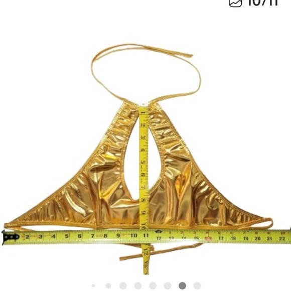 New Shiny Red Rave Halter Top - Picture 3 of 3